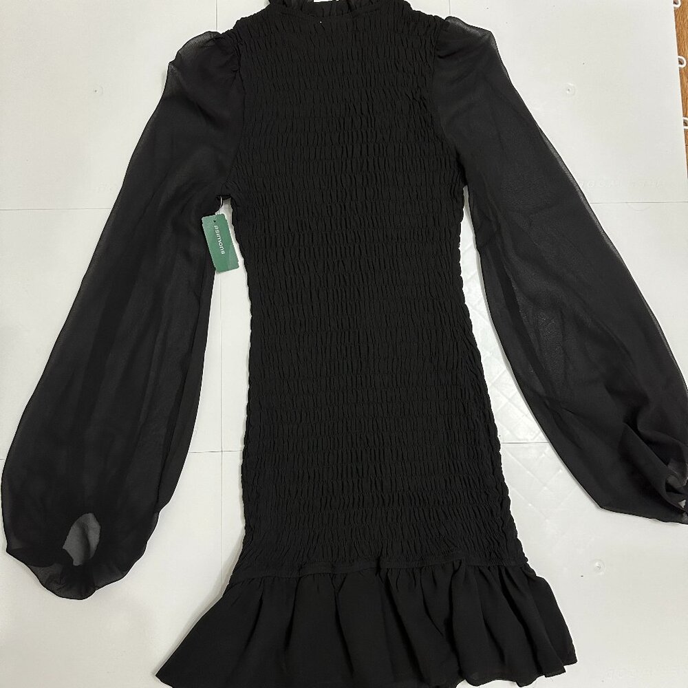 HFYVE Ruffled Smocked Mini Dress - Simons - Size MED  BLACK